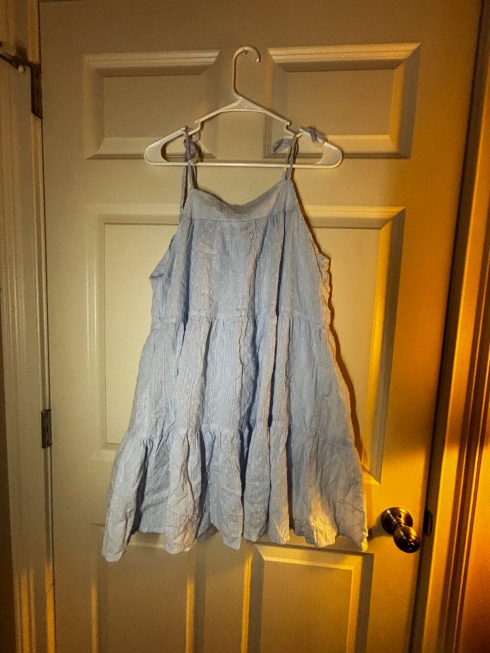 Blue Dress with Bows on Shoulder